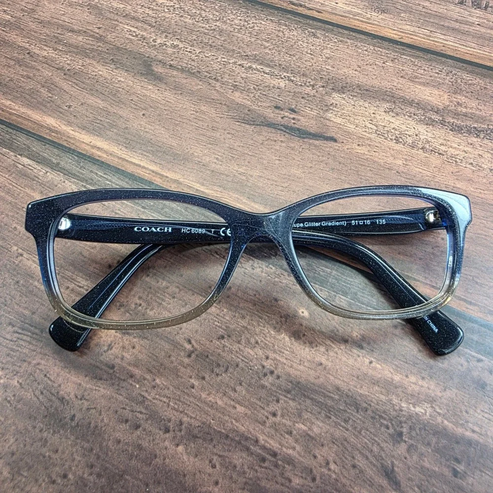 Coach HC 6089 Women Eyeglasses Denim Taupe Glitter Gradient Cat Eye 51-16-135